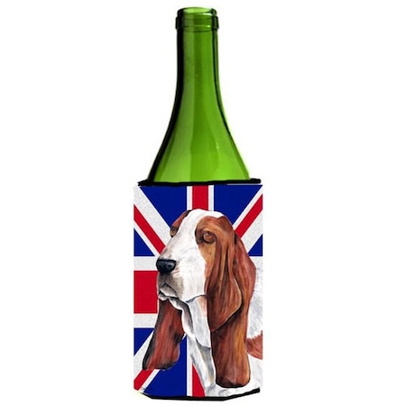 Carolines Treasures SC9829LITERK Basset Hound With English Union Jack British Flag Wine Bottle Sleeve Hugger - 24 Oz.